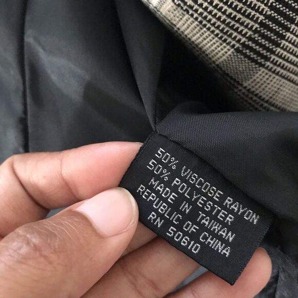 Vintage Stirling Cooper Neutral Beige Plaid Cropped Academia Blazer Jacket - 2 - Picture 8 of 9